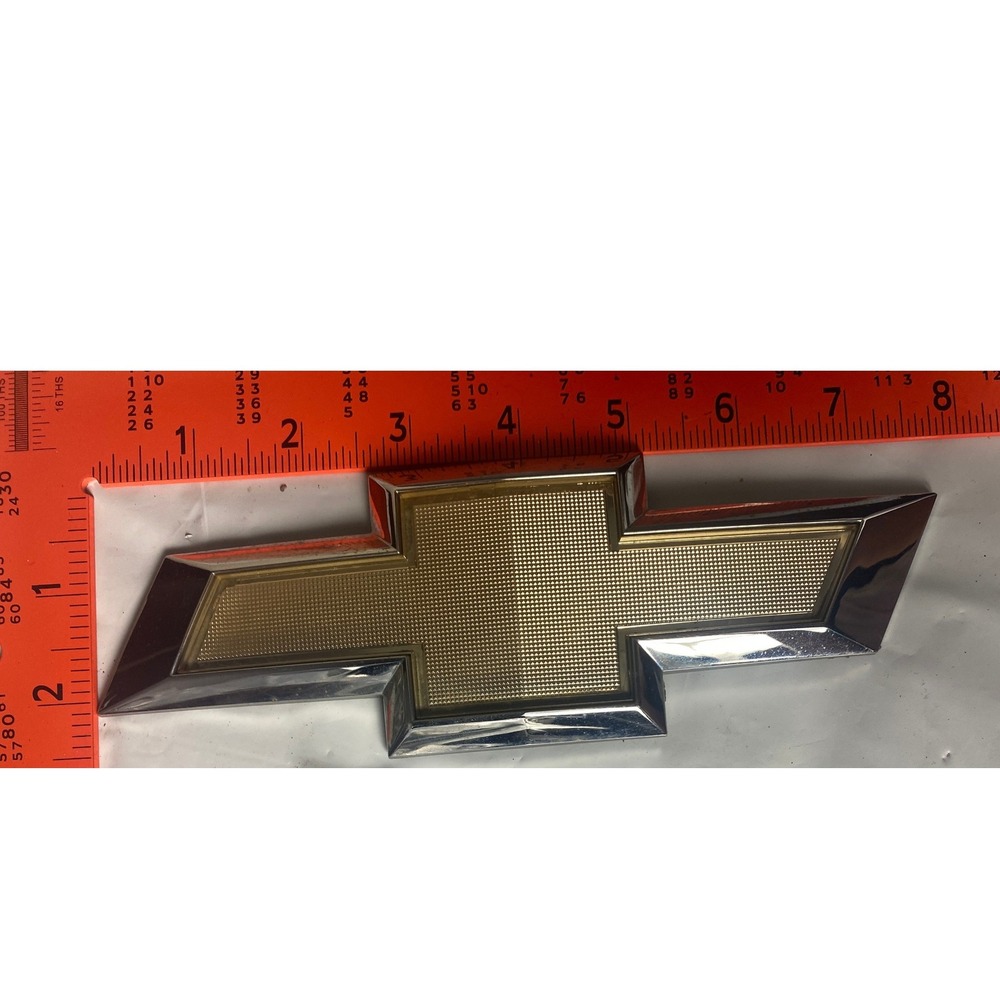 Chevrolet Gold Bowtie Emblem Logo Chrome Trim Replacement Badge 7.5 Inch